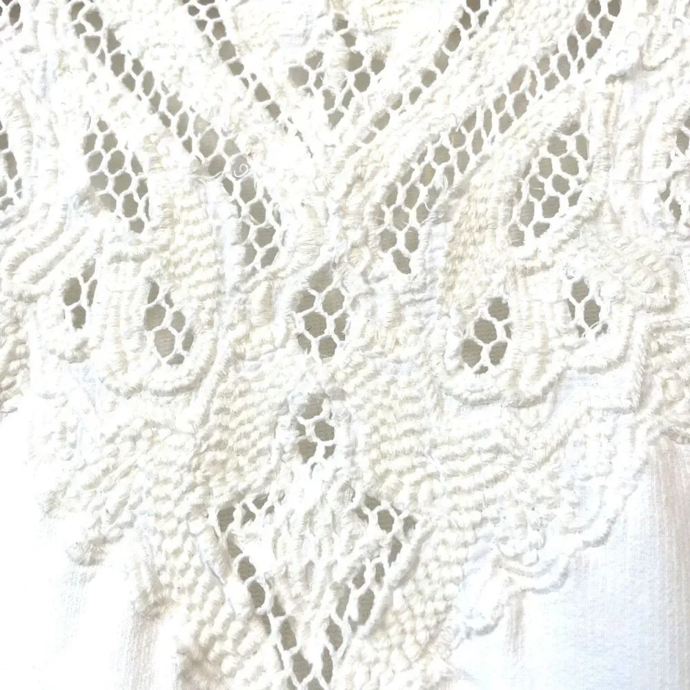 Anthropologie Cream Cotton Crochet Blouse SZ S